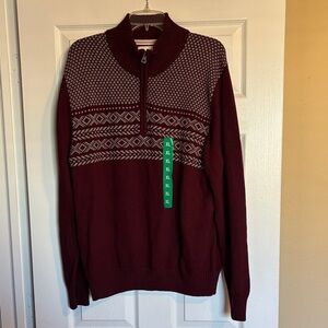 Weatherproof NWT men’s maroon quarter zip holiday sweater size XL